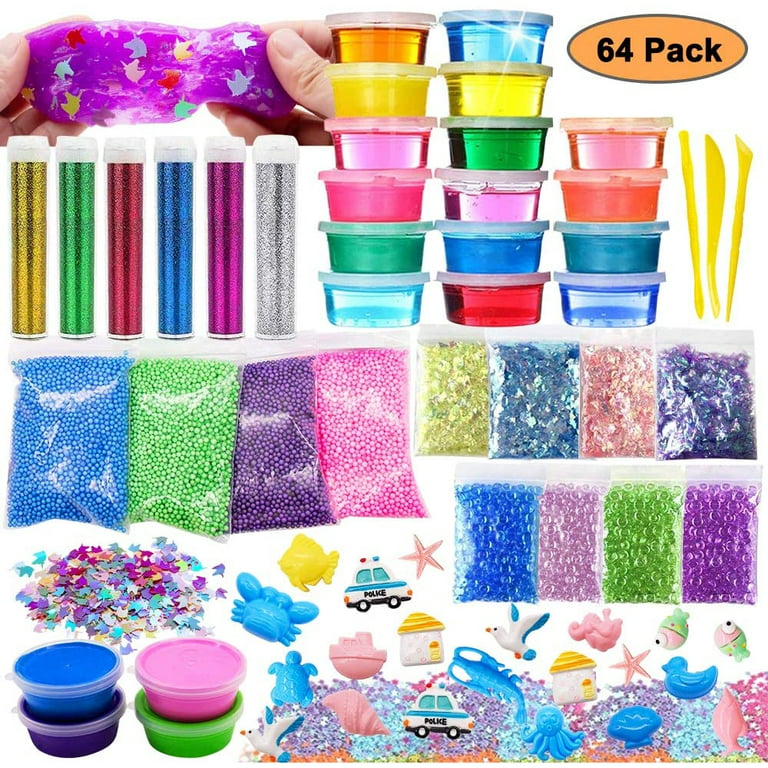 33 Premade Slime Clay to DIY Fluffy Cloud Clear Butter Glitter Glow in Dark  Ultimate Slime - Arts & Crafts, Facebook Marketplace