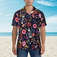 thumbnail image 4 of Goofa Dancing Skeletons Floral Garden Hawaiian Shirt for Men, Unisex Summer Beach Casual Short Sleeve Button Down Shirts,Aloha Tropical Floral print shirt-Medium, 4 of 9