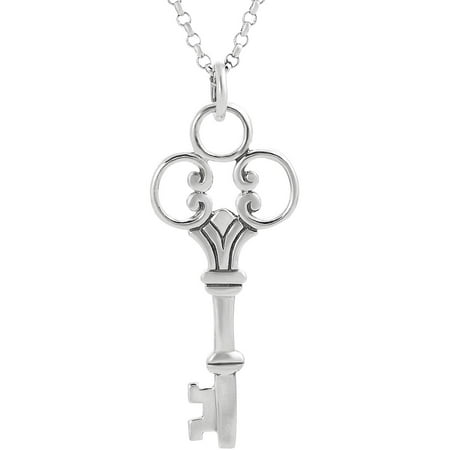Brinley Co. Women's Sterling Silver Filigree Skeleton Key Pendant Fashion Necklace
