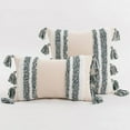 thumbnail image 2 of Nvzi Geometric Embroidery Tufted Throw Pillow Covers 18x18 Inch Boho Cotton Canvas Woven Tufted Tassel Cushion Covers Home Decor (Grass Green,18"x18"), 2 of 5