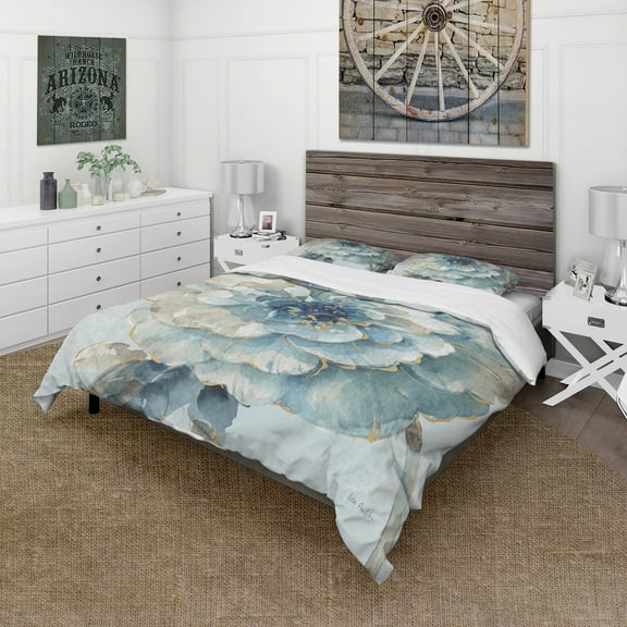 Designart 'Indigold Watercolor Flower II' Cottage Duvet Cover Set