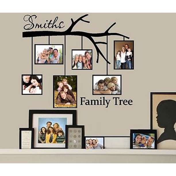 Family Tree with Picture Frames Custom Name Wall or Window Decal 23