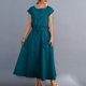 thumbnail image 1 of Puntoco Vestido De Verano Para Mujer, Suelto, De Color Sólido, Con Cordones, Cuello Redondo, Manga Corta, Vestido De Manga Corta, Cuello Redondo, Verde M,Regalos Para Mujer Joven, 1 of 5