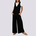 thumbnail image 3 of BiZtdJrK Big Sale Days, Women's Casual Summer Loose Jumpsuits Flowy Wide Leg Jumper Pants Baggy V Neck Tank Rompers with Pockets Black S, 3 of 8