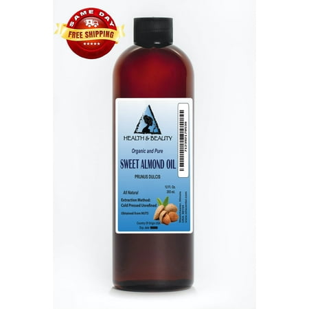 Sweet almond oil unrefined organic carrier cold pressed 100% pure 12 oz