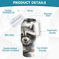 thumbnail image 3 of JSTEL Funny Raccoon Animal 40 oz Tumbler Stainless Steel Water Bottle Vacuum Insulated Cup with Straw Lid & Handle For Travel Car Cup Holder, 3 of 8