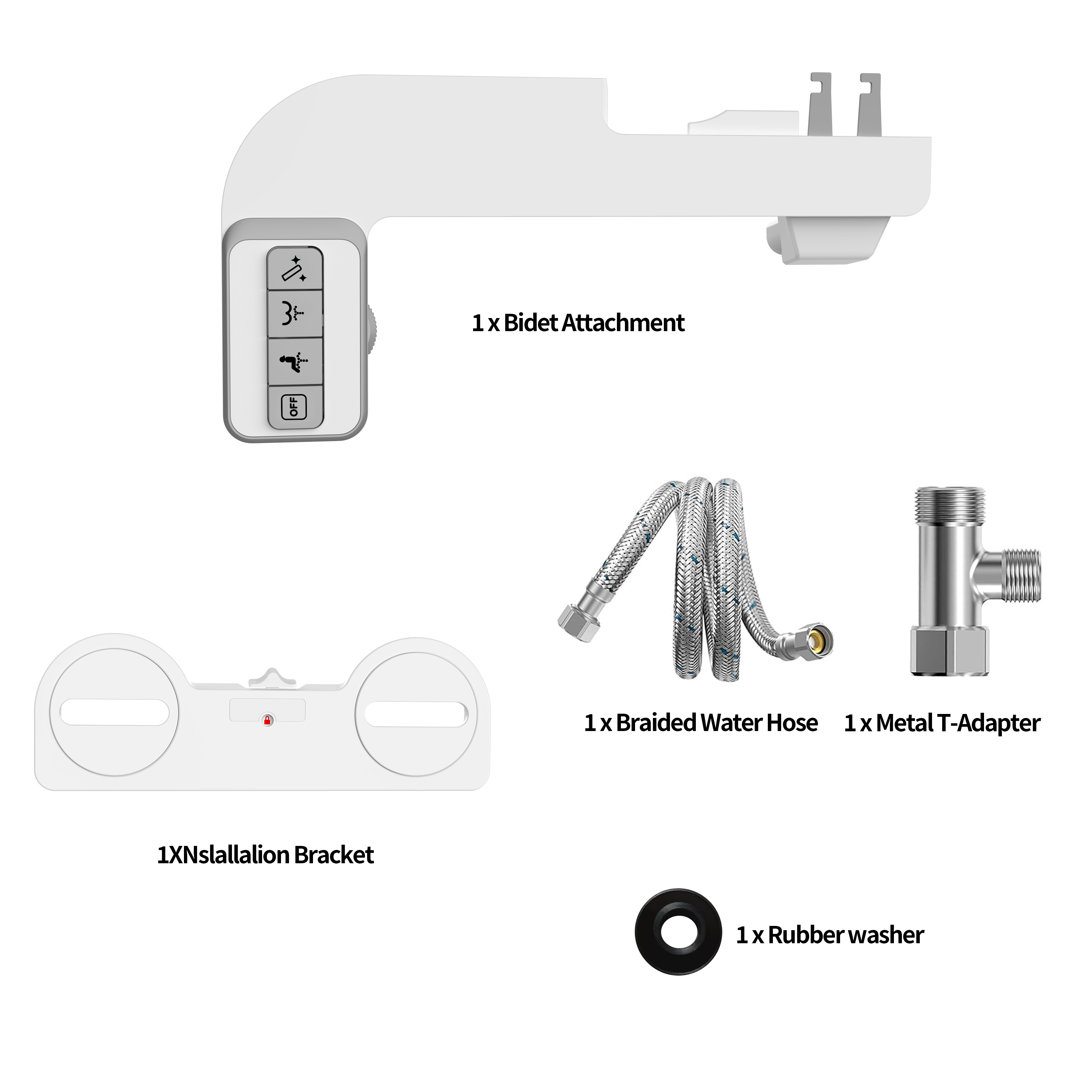 Jinxell-Bidet Attachment for Toilet, Non-Electric Bidet Ultra-Slim Dual Nozzle (Feminine/Rear Wash), Cold Water Bidets Sprayer for Existing Toilets with Adjustable Pressure Control,1-Min Install