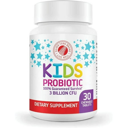 Silver Fern Brand Kids Ultimate Probiotic - 1 Bottle - 30 Chewable Tablets - Sugar & Gluten Free - Children's Supplement - Digestive & Immune