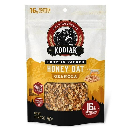 Kodiak Protein-Packed Honey Oat Protein Granola Bag, Ready to Eat, 11 oz pack of 1