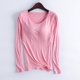 thumbnail image 1 of Pijama de manga larga para mujer, ropa de casa de color con almohadillas para el pecho, camiseta de manga larga, cómoda base para uso externo, pijama de modal de cuello redondo para mujer., 1 of 3