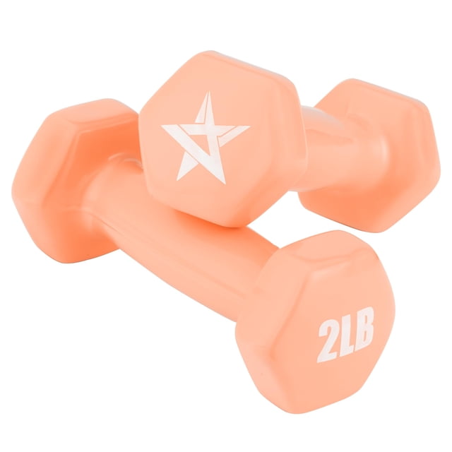 Par de mancuernas Yes4All de 2 lb con recubrimiento de vinilo color durazno