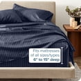 thumbnail image 4 of Bare Home Ultra-Soft Sheet Set - Premium 1800 Collection - Deep Pockets - 4-Pieces - California King, Pinstripe - Midnight/White, 4 of 7