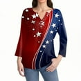 thumbnail image 4 of IYYVV 3/4 Length Sleeve Womens Tops 4th of July Button Down Shirts for Women Summer Top 2025 Patriotic Stars Stripes Flag Graphic Tees Wine XL, 4 of 6