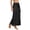 Black, variant on Women Glossy Satin Side Lace Split Maxi Skirt High Waist Flowy A Line Elegant Long Bottom 1PC S-M-L-XL Plus Size Friendly