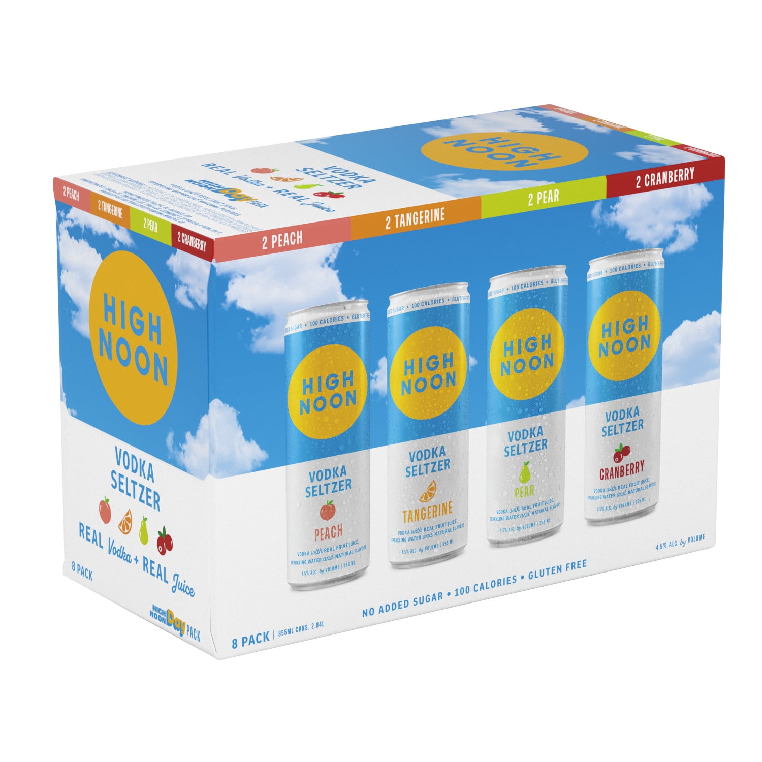 High Noon Vodka Hard Seltzer, Day Variety 8 Pack, 12 fl oz Cans, 4.5% ABV