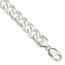 Primal Silver Sterling Silver 11.75mm Close Link Flat Curb Chain Bracelet