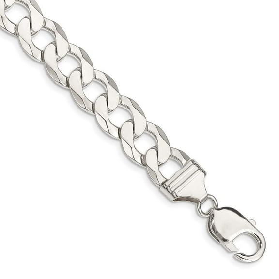 Primal Silver Sterling Silver 11.75mm Close Link Flat Curb Chain Bracelet