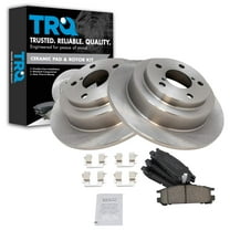 TRQ Rear Brake Pad & Rotor Kit Brake Pads Brake Rotor Ceramic Fits Select 1993-1999 Subaru Impreza 1990-1999 Legacy