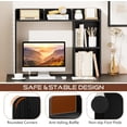 thumbnail image 6 of MONGJI Desktop Bookshelf, Countertop Storage Hutch with Shelves for Computer Desk, Desk 3-Tier Display Rack, Multipurpose Wood Desktop Hutch Storage Organizer for Dorm Office (Black,5 Shelves), 6 of 9