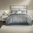 thumbnail image 2 of Luxurious 12Piece Teal Bedding Sets 100% Cotton Paisley Design for King Bed, 2 of 11