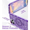 thumbnail image 3 of Meshine Magnetic for iPhone 16 Pro Max Phone Case Sparkly with Ring Stand,[Compatible with MagSafe],Slim Cute Crystal Glitter Shockproof Hard Back Soft Drop Protective Case for Girls Women,Purple, 3 of 6