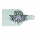 thumbnail image 1 of Evil Eye Cutting Board, Art Curvy Floral Details Eastern Ornaments, Decorative Tempered Glass Cutting and Serving Board, Wine Bottle Shape, Purple White and Black, by Ambesonne, 1 of 1