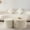 Beige+Cream, variant on Round Wood Coffee Table for Apartment | No Assembly Required | Hand - carved Relief Style | Non - slip Foot Pads