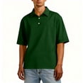 thumbnail image 4 of Qwertyu Men's Polo Shirts Short Sleeve Collared Shirts for Men Solid Color Regular Pull-On Casual Golf Shirt Dark Green L, 4 of 8