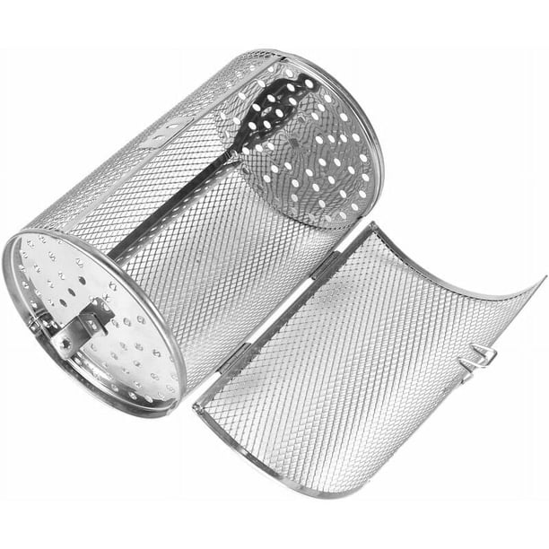 Cesta para parrilla de acero inoxidable de 12 × 18 cm, cesta giratoria para asador, asador para horno, asador para hornear nueces, granos de café, maní, asador para parrilla para barbacoa