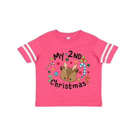 

Inktastic My 2nd Christmas Cute Reindeer with Candy Canes Gift Toddler Boy or Toddler Girl T-Shirt