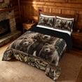 thumbnail image 3 of meiyoeat Rustic Woodland Bear King Size Comforter Sets, Vintage Wild Animal Bedding Comforter Set, Brown Beige, Black Reversible 3-Piece, 1 Comforter and 2 Pillowcases, 3 of 6