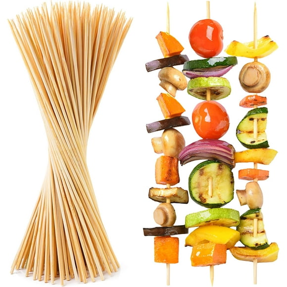 SHIQI-100 Pack Bamboo Skewers for Crafts, Grilling BBQ, Kabobs, 12-Inch Brown - Wooden Skewers 12 Inch, Bamboo Skewers 12 Inch, Skewers for Kabobs, Skewer Sticks Variety Size, Wood Skewers