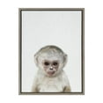 thumbnail image 2 of Kate and Laurel Sylvie Monkey Color Framed Canvas Wall Art by Simon Te of Tai Prints, 18x24 Gray, Simple Neutral Animal Portrait Art Wall Décor, 2 of 6
