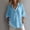 Light Blue, variant on Dxzfnsa Women Blouses Womens Half Button Down Solid Color Pullover Shirt Linen Shirts Cotton Linen Short Sleeve Summer Lapel Collared Blouses