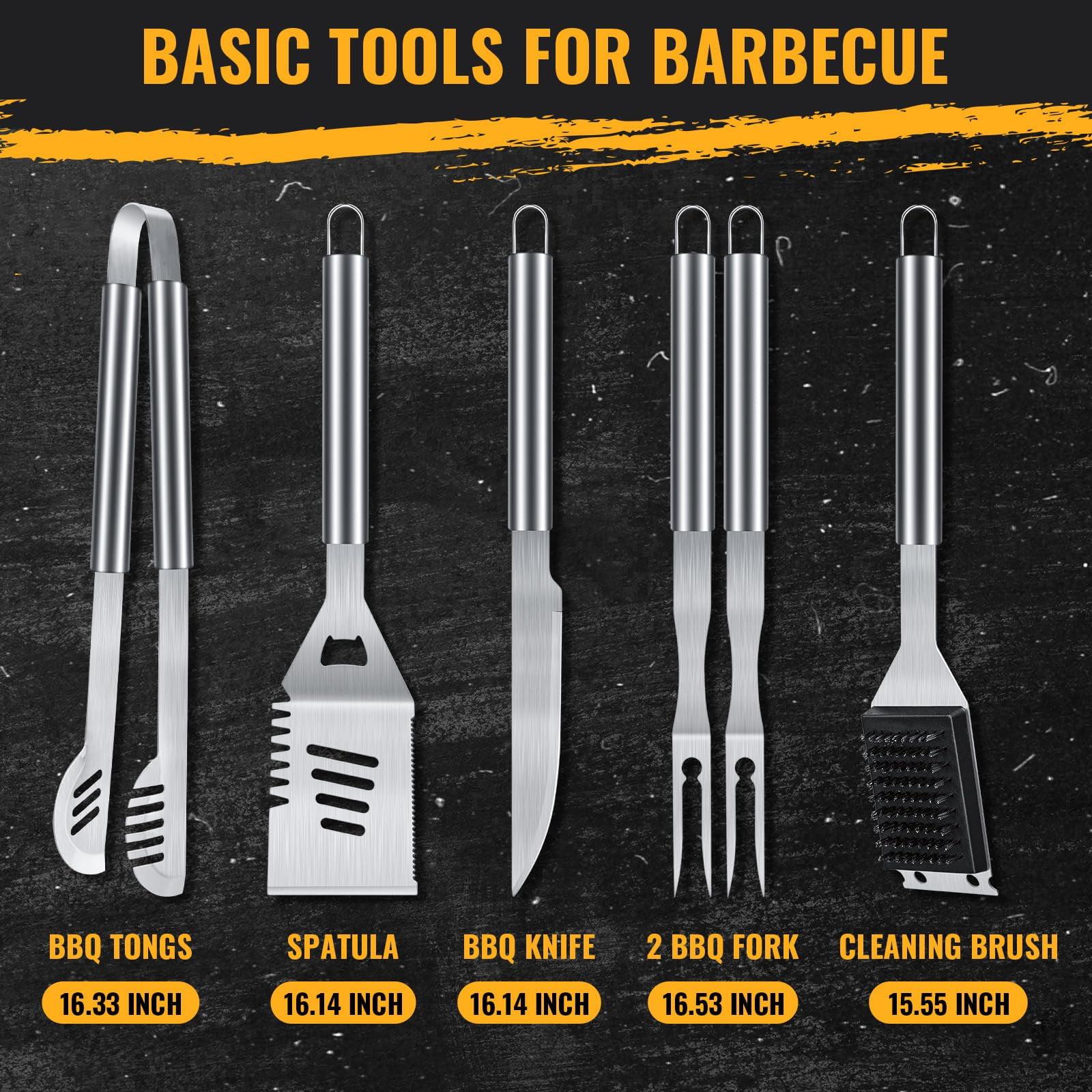 LHRIVER Stainless Steel BBQ Tool Grilling Accessories Kit with Bag for Camping, Kitchen