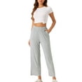 thumbnail image 2 of INSPIRE CHIC Women's Cotton Pajama Bottom Elastic Waist Loose Lounge Sweatpants Pants with Pockets S Light Gray, 2 of 6