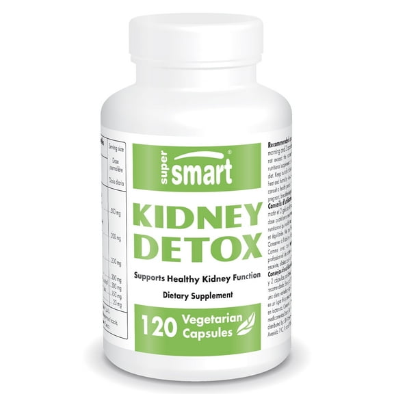 SuperSmart Kidney Detox Formula (High Potency) - All-in-1 Complex - with Chanca Piedra, Dandelion Root, Magnesium - Kidney Detox Supplement | Non-GMO & Gluten Free - 120 Vegetarian Capsules