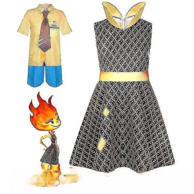 Disfraz de Cosplay Elemental Ember Wade, vestido de agua y fuego, uniforme de Halloween para niños