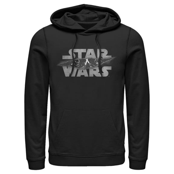 Men's Star Wars Darth Vader and Luke Skywalker Distressed Logo  Pull Over Hoodie