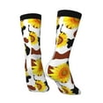 thumbnail image 5 of Uemuo Sunflower Cow Pattern Women's Crew Socks, Soft Durable Breathable Moisture-Wicking with Odor Control Cotton socks, 5 of 9
