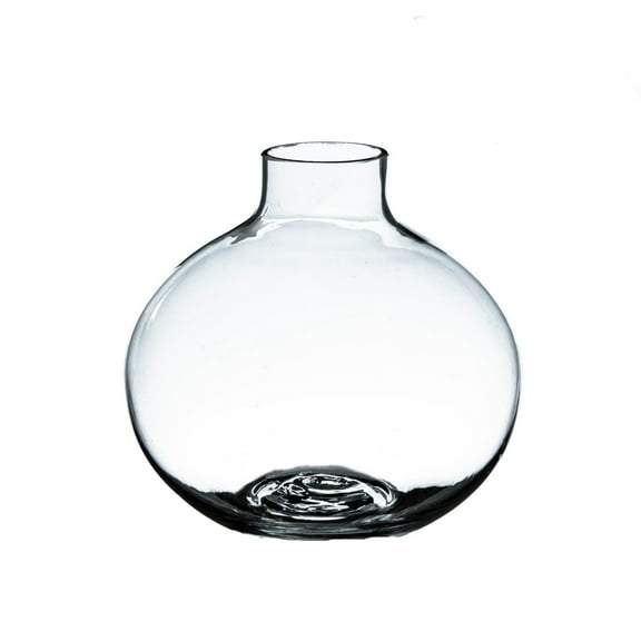 WGV Clear Small Round Bud Vase - 4" Wide x 4" Height, Good quality, Heavy Weighted Base - 1 Pc