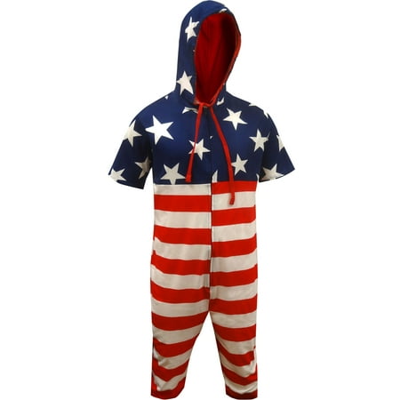 Flash Direct Thermal - American Flag Hooded Cropped Union Suit Pajama