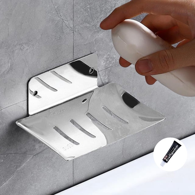 TIMIFIS Soap Holder Bathroom Average Daily Necessities Non Perforated Soap Box Rack Stainless Steel Soap Box Wall Mounted Toilet Soap Storage Rack Dry Soap Dispenser Toothbrush Holders