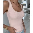 thumbnail image 5 of CHICME Tank Tops For Women Rhinestone Solid Color Sleeveless Ribbed Fitted Camisole Summer Top Going Out Vest Pink-M, 5 of 9