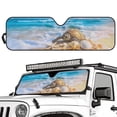 thumbnail image 2 of Yuyamidu Sea Turtle Windshield Sun Shade, Starfish Shell Car Sun Shade for Rubicon Sahara TJ JK JKU 2 Door & 4 Door, UV Rays Blocker Sun Visor Shade, 2 of 7