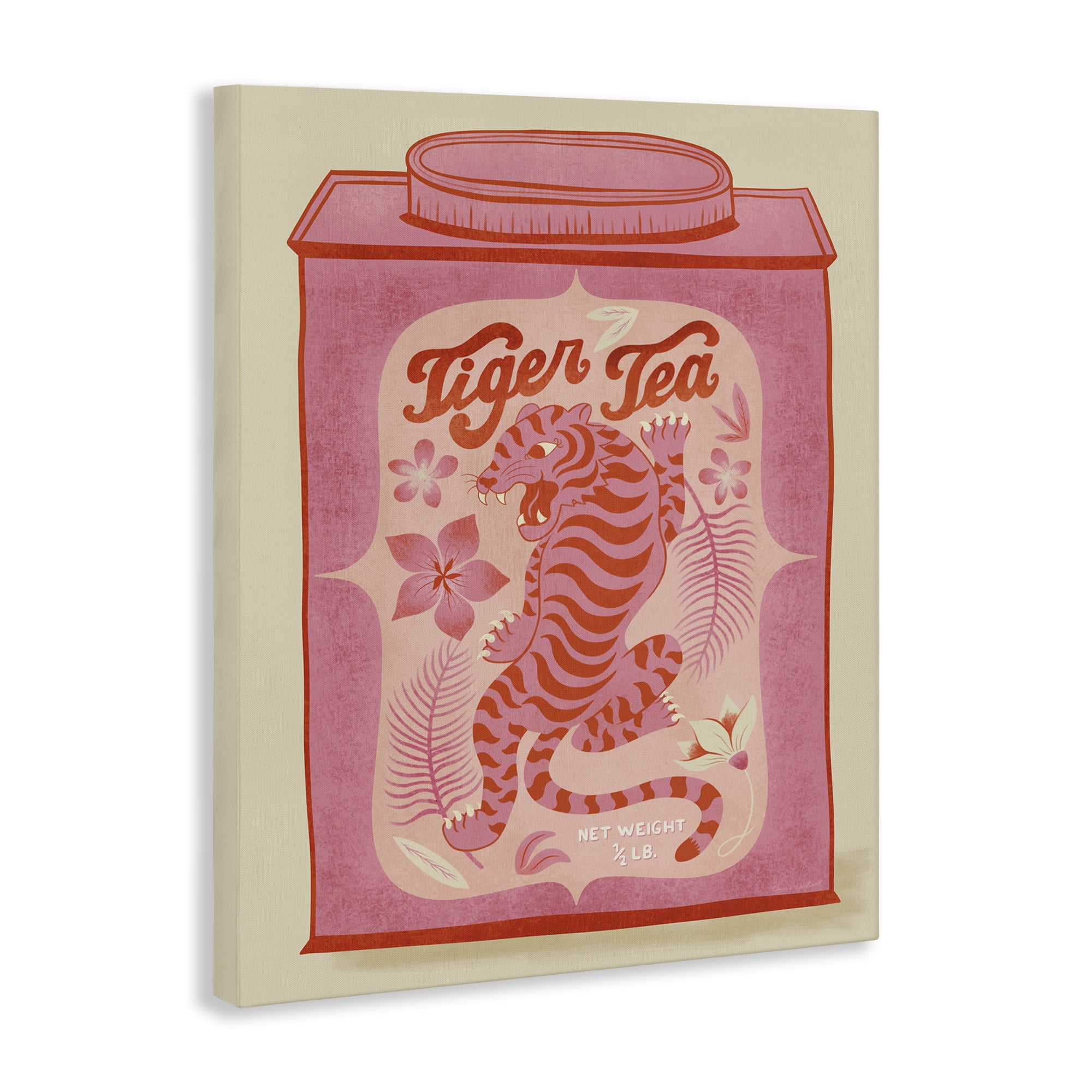 Stupell Industries Tiger Tea Tropical Tin Food & Beverage Painting Wrapped Canvas Art Print Wall Art, 24 x 30