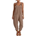 thumbnail image 2 of UDAUDU Womens Rompers Casual Dressy Jumpsuits Loose Fit Sleeveless Baggy Harem Pants Romper Jumpers Summer Outfits Camel S, 2 of 7