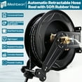 thumbnail image 2 of iMeshbean Retractable Power Pressure Washer Hose Reel, 3/8" x 50ft 4800PSI Rubber Hose,Wall Mount Garden Hose Holder, Auto Rewind Air Compressor Hose Reel, Heavy Duty Metal Hose Stand for Yard/Garden, 2 of 19