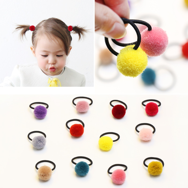 Toyella Korean candy color children's hair ball hair ring color tie hair band no seams do not hurt hair rope baby hair rope Watermelon Red A0226C - image 2 of 5