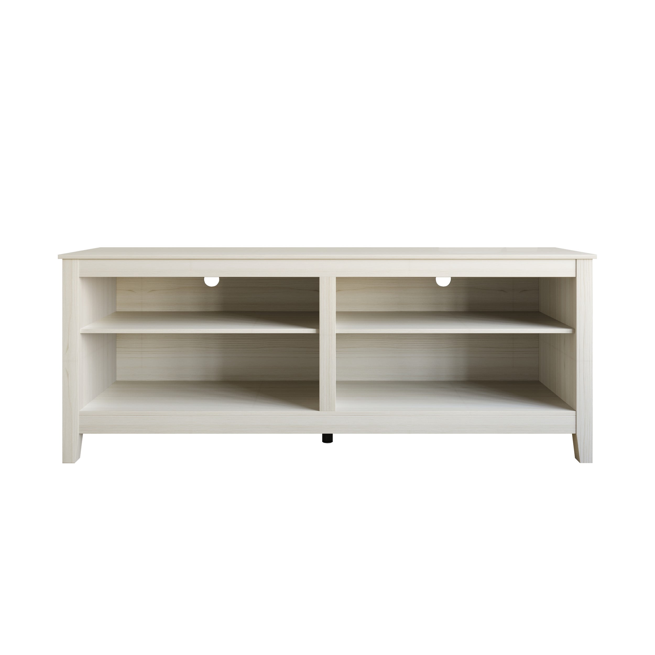 Home Design Kittery TV Stand with Open Shelves and Cable Management, Sturdy Legs, Modern Design for Living Room, Light Gray Finish